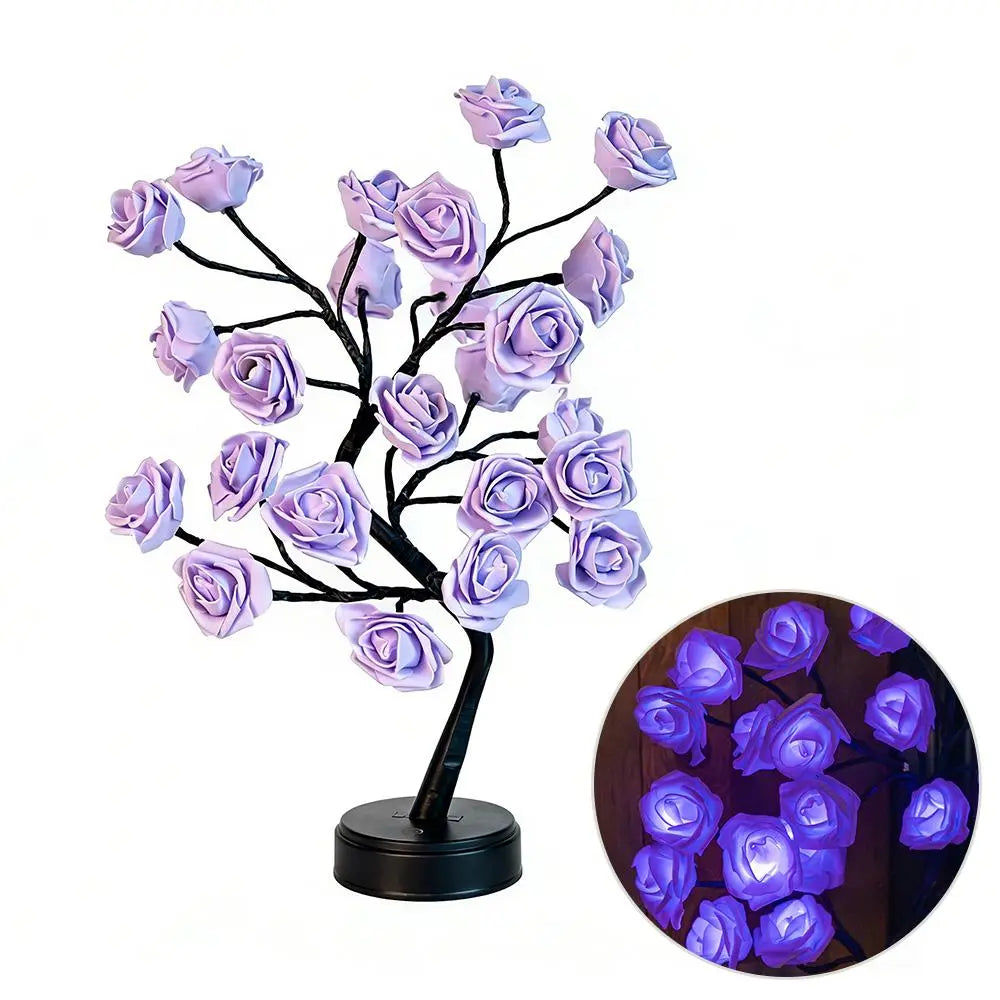 Rose Flower Design Tree Night Light, USB Powered Table Lamp, Room Lights for Bedroom, Versatile Holiday Decoration Lights for Indoor Bedroom, Valentine'S Day Gift, Home Decor, Decorative