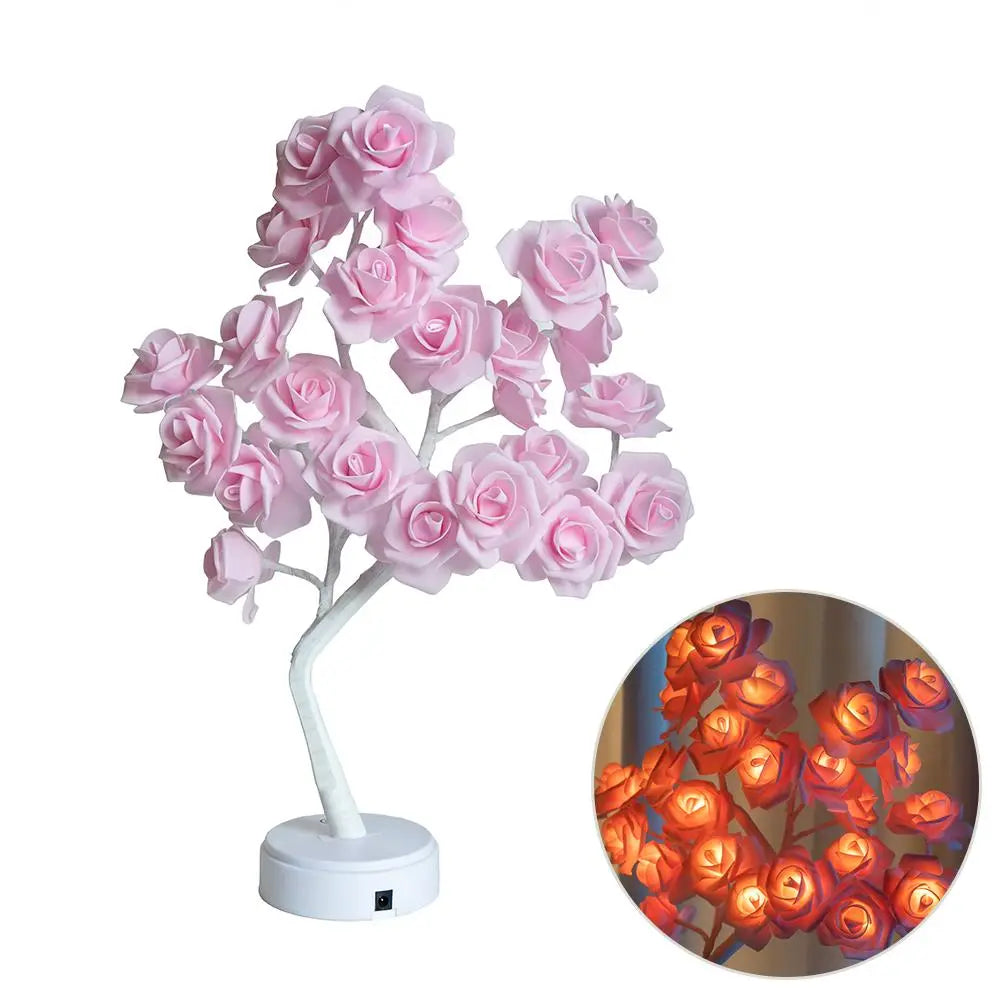 Rose Flower Design Tree Night Light, USB Powered Table Lamp, Room Lights for Bedroom, Versatile Holiday Decoration Lights for Indoor Bedroom, Valentine'S Day Gift, Home Decor, Decorative