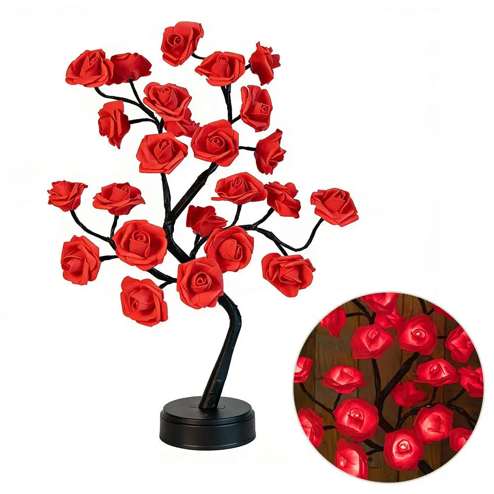 Rose Flower Design Tree Night Light, USB Powered Table Lamp, Room Lights for Bedroom, Versatile Holiday Decoration Lights for Indoor Bedroom, Valentine'S Day Gift, Home Decor, Decorative