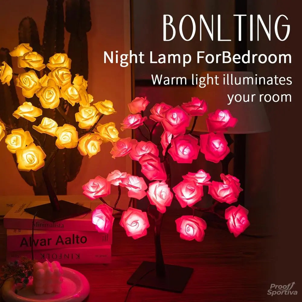 Rose Flower Design Tree Night Light, USB Powered Table Lamp, Room Lights for Bedroom, Versatile Holiday Decoration Lights for Indoor Bedroom, Valentine'S Day Gift, Home Decor, Decorative