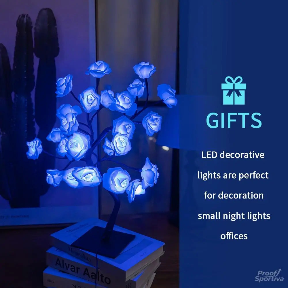 Rose Flower Design Tree Night Light, USB Powered Table Lamp, Room Lights for Bedroom, Versatile Holiday Decoration Lights for Indoor Bedroom, Valentine'S Day Gift, Home Decor, Decorative