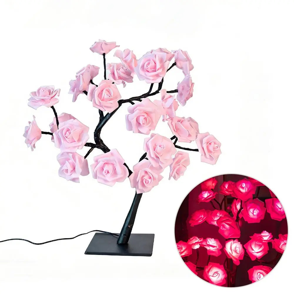 Rose Flower Design Tree Night Light, USB Powered Table Lamp, Room Lights for Bedroom, Versatile Holiday Decoration Lights for Indoor Bedroom, Valentine'S Day Gift, Home Decor, Decorative