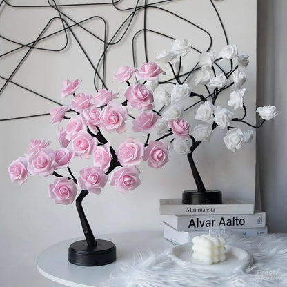 Rose Flower Design Tree Night Light, USB Powered Table Lamp, Room Lights for Bedroom, Versatile Holiday Decoration Lights for Indoor Bedroom, Valentine'S Day Gift, Home Decor, Decorative