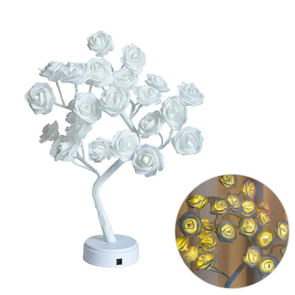 Rose Flower Design Tree Night Light, USB Powered Table Lamp, Room Lights for Bedroom, Versatile Holiday Decoration Lights for Indoor Bedroom, Valentine'S Day Gift, Home Decor, Decorative