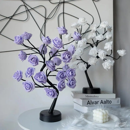 Rose Flower Design Tree Night Light, USB Powered Table Lamp, Room Lights for Bedroom, Versatile Holiday Decoration Lights for Indoor Bedroom, Valentine'S Day Gift, Home Decor, Decorative