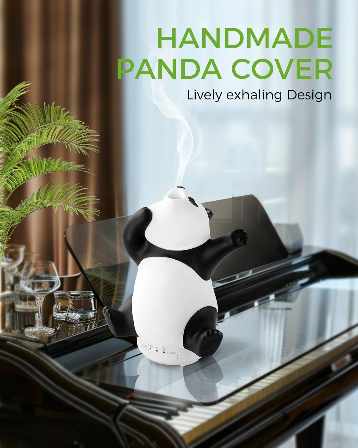 Panda Essential Oil Diffuser - Cute Rotatable Diffuser for Home with 7-Color Light, Aromatherapy Diffuser for Bedroom and Office